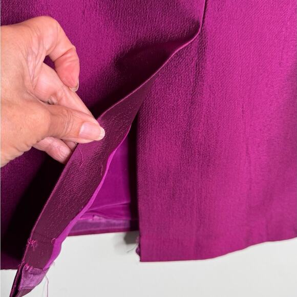 Vintage Badgley Mischka Two-Piece Satin Blend Magenta Blazer and Skirt Size 10 - Picture 4 of 13